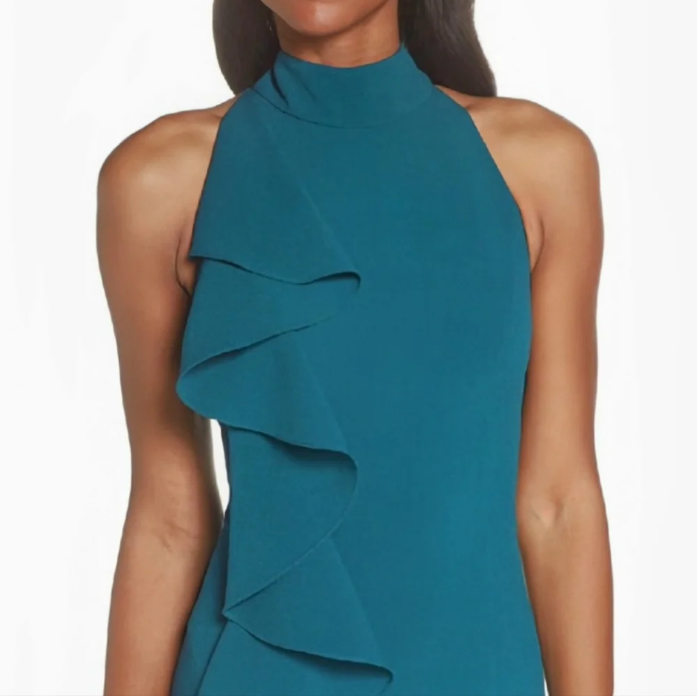 Eliza J, NWT, Ruffle Sheath Dress, in Peacock, Knee Length, Size 18 - Picture 5 of 11